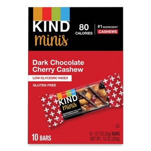 KIND Minis, Dark Chocolate Cherry Cashew, 0.7 oz, 10/Pack - 1 of 4