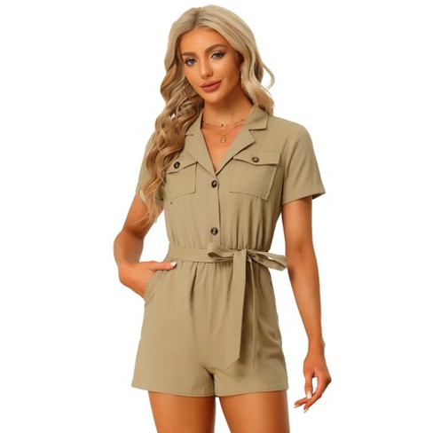 SHORT SLEEVE JUMPSUIT - Khaki