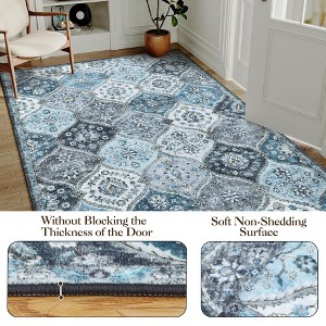 Vintage Area Rugs Washable Floral print Floor Cover, Non-Slip Oriental Accent Carpet, Foldable Low Pile Indoor Mat for Kitchen, Bedroom, Living Room - 1 of 4
