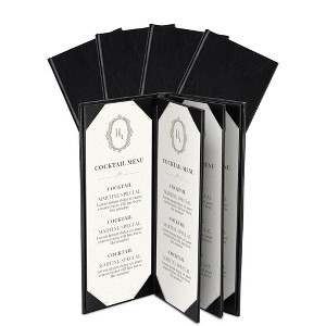 WeChef Restaurant Menu Covers 4.25x11" 4 Page 6 View PU Leather with Angled Corners for Wine List Bar Hotel 5 Pack - 1 of 4