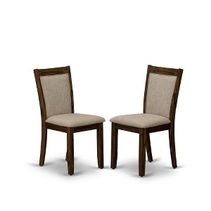 East West Furniture,Dining Room Chairs - Light Tan Linen Fabric Seat and High Chair Back (Set of 2) - 1 of 4