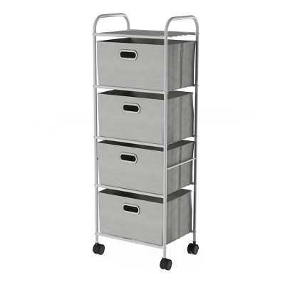 Hastings Home 4-Drawer Rolling Storage Cart on Wheels - Gray and Silver