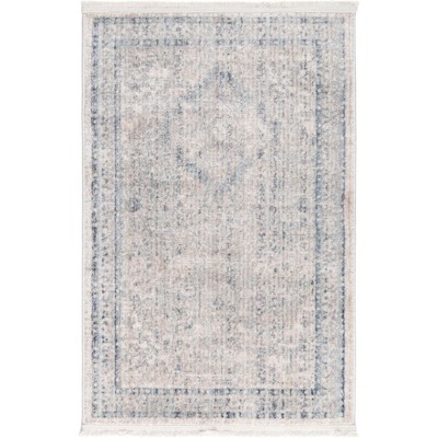Noble Gray Rectangular Easy-Care Synthetic Area Rug