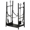 Outsunny 18" 2-Tier Firewood Log Wood Storage Rack with Shovel, Broom, Poker, Tongs and Hooks for Outdoor Fires and Indoor Fireplaces, Black - 4 of 4