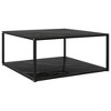 vidaXL Coffee Table End Table Living Room Sofa Table Black Tempered Glass - 2 of 4