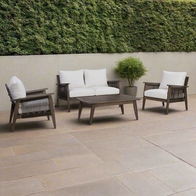 Seats with Thick Cushions & Solid Acacia Frames Outdoor Conversation Set