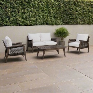 Seats with Thick Cushions & Solid Acacia Frames Outdoor Conversation Set - 1 of 4