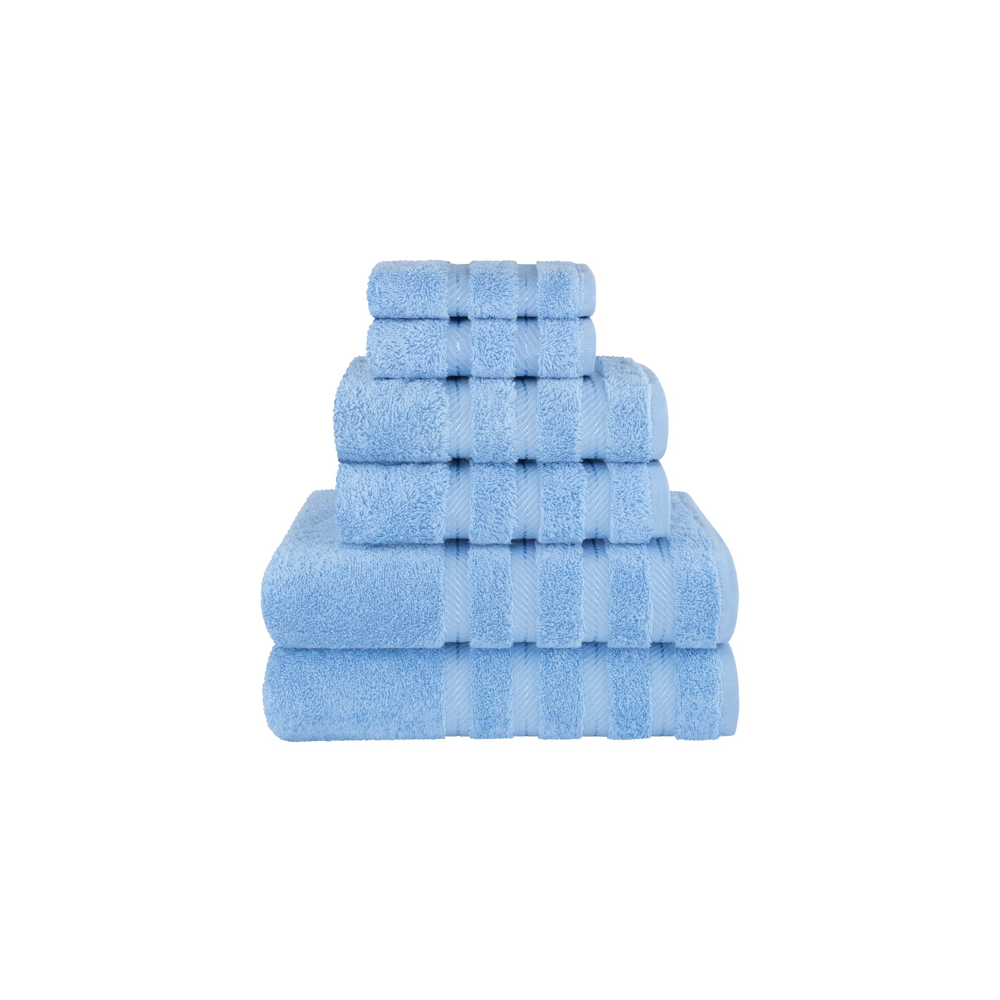 American Soft Linen 6 Piece Towel Set, 100% Cotton Bath Towels for Bathroom, Sky Blue