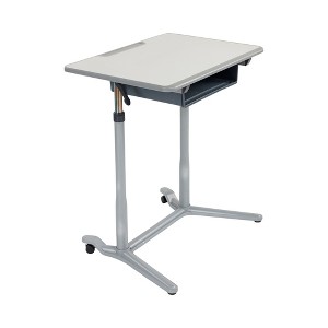 ECR4Kids 3S Mobile Desk, Sit Stand and Store, Adjustable, Grey - 1 of 4