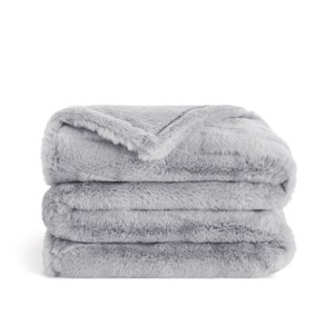 Aston & Arden Luxe Gray Mink Poly Faux Fur Throw 50x70 Light Grey - 1 of 4