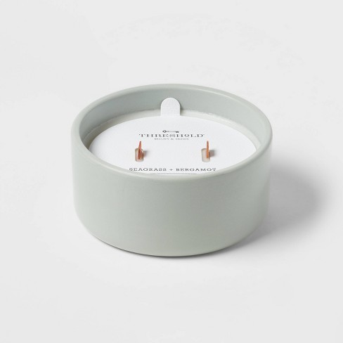 8oz 2-Wick Glossy Ceramic Seagrass & Bergamot Green - Threshold™ - image 1 of 4