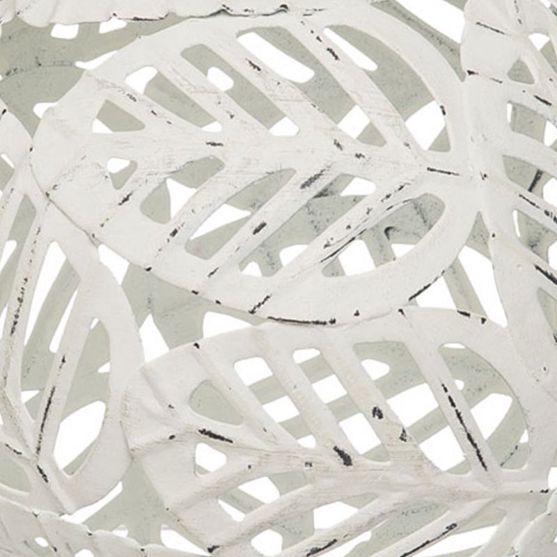 White Distressed Metal Laser Cut Leaf Pattern Decorative Sculpture - Foreside Home & Garden, 3 of 4