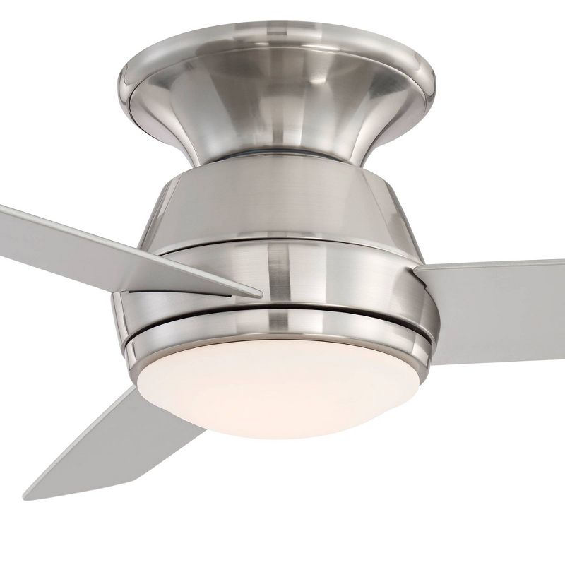 44" Casa Vieja Marbella Breeze Modern Hugger Indoor Ceiling Fan with Dimmable LED Light Remote Control Brushed Nickel Opal Glass for Living Room House, 3 of 9