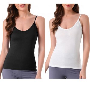 INSPIRE CHIC Women's 2 Pcs Camisole Scoop Neck Sleeveless Tank Undershirt Spaghetti-Strap Pajama Tops - 1 of 4