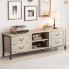 Vintage TV Stand for 65/75 Inch TV, 4-Drawer Retro Entertainment Center with Metal Frame, Rustic Grey - 4 of 4