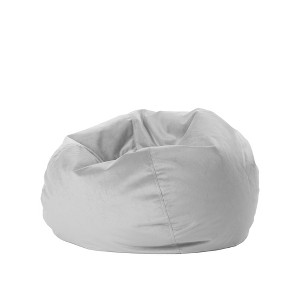 Factory Direct Partners Kids' Round Velvety Bean Bag Sterling Gray - 1 of 4