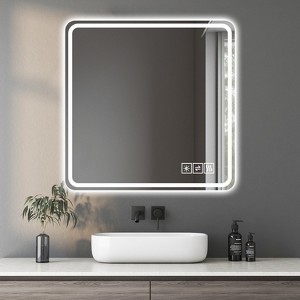 36"x36" LED Bathroom Mirror: Anti-Explosion, Rust-Resistant, Anti-Fog, Tri-Color - Essential Accessory - 1 of 4