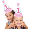 Big Dot of Happiness Pink Snowflakes 1st Birthday - Cone Happy Birthday Party Hats for Kids and Adults - Set of 8 (Standard Size) - 2 of 4