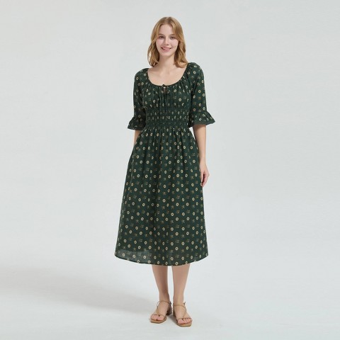 Женское платье Universal Thread Bell Elbow Sleeve Midi, цвет: Зелёный
