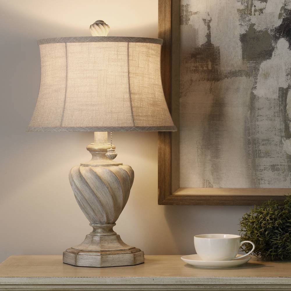 Photos - Floodlight / Street Light StyleCraft Cameron Table Lamp Antique White - : Polyresin Base, Drum Shade, UL Listed, No Assembly Required 