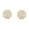 14K Yellow Gold Plated Silver 1/6 Cttw Diamond Floral Stud Earrings - 3 of 4