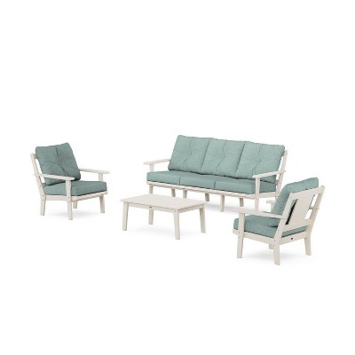 POLYWOOD 4pc Prairie Deep Seating with Sofa Outdoor Patio Conversation Set