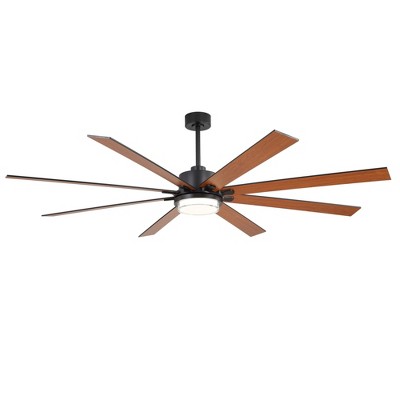 Airsurfer 80" Ceiling Fan with 3 Colors LED Light and Remote,6 Speeds Reversible Motor,8 Plywood Blades,Memory Function,3 Downrods,Matte Black