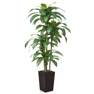 5-6ft UV & Sunproof Artificial Dracaena Tree for Indoor/Outdoor - Faux Silk Plant in Tall Planter, Tall Faux Tree for Home & Garden Decor - 1 of 4