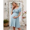 Maternity Midi Dress Puff Sleeves Women's Square Neck Casual Shirring A Line Dress Photoshoot Baby Shower - 2 of 4