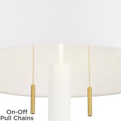 Athena 66.5" White and Gold Resin Floor Lamp with Linen Drum Shade