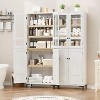 Tall Storage Cabinet with 4 Doors & Adjustable Shelves - Narrow Pantry Organizer for Kitchen, Bathroom, Dining Room, and Home Office - 4 of 4