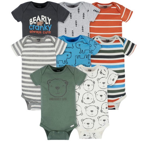 Gerber Baby Boy Organic Short Sleeve Onesies Bodysuits, 5-Pack 