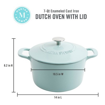 Martha Blue 7qt Enameled Cast Iron Dutch Oven
