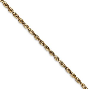 Black Bow Jewelry 2.5mm, 14k Yellow Gold Light Diamond Cut Rope Chain Necklace - 1 of 4