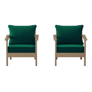 WestinTrends Avalon Outdoor Modern HDPE Patio Club Chairs with Deep Seat Cushions (Set of 2) - 1 of 4