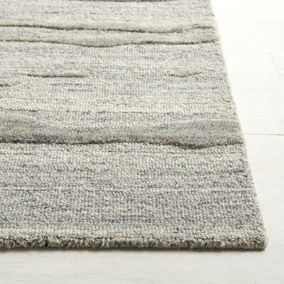 Gray Abstract Handmade Tufted Wool 4' x 6' Rug