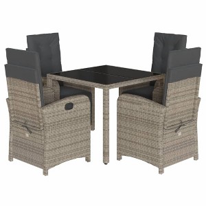 vidaXL Garden Dining Set Grey PE Rattan, Powder-coated steel, Tempered glass - 1 of 4