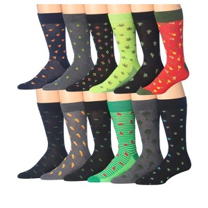 JAMES FIALLO Mens 12 Pairs Imaginative Food Funny Novelty Colorful Patterned Dress Socks for Men - 1 of 4