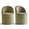 Modern Dining Chairs Set of 2 Chenille Upholstered Dining Chair with Wheels Round Dining Room Chair for Kitchen,Dining Room -Tanpinhause - 2 of 4
