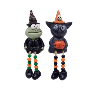 Transpac Resin Witchy Frog and Cat Sitters Set of 2 Decorative Figurines for Halloween Indoor Tabletop Decor - 1 of 1
