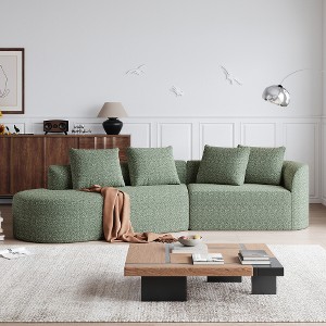112" Modern Chenille Modular Sectional Sofa with 4 Pillows, Cloud-Style 4-Seat Oversize Couch for Living Room or Apartments – The Pop Home - 1 of 4