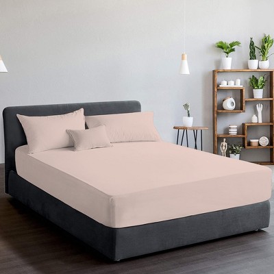 Blush King Size Cotton Percale Fitted Sheet Set