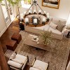 BAOURE Rustic Farmhouse Wagon Wheel Chandelier with Seeded Glass Shade, 6 Light Round Wood Pendant Light for Dining Room Living Room Foyer, Brown 21in - 2 of 4
