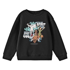 Scooby Doo We've Got Spirit Crew Neck Long Sleeve Youth Black Sweatshirt - 1 of 2