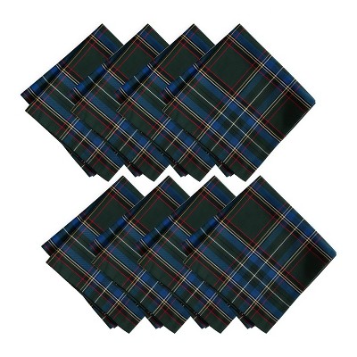 8 Pcs Tartan Plaid Christmas Napkins, 100% Cotton Cloth Napkins for Xmas Dinner & Family Gatherings,17"x17"