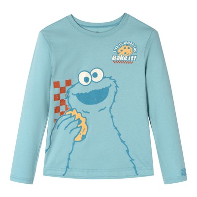 Sesame Street Little Boys 2 Pack Raglan Long Sleeve T-Shirts Beige / Teal Blue Cookie Monster 5 — фото 4