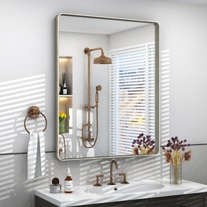 KIOTEE Rectangular Aluminum Alloy Framed and Tempered Glass Wall Bathroom Vanity Mirror in Matte Black - 1 of 4
