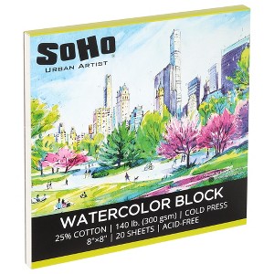 SoHo Urban Artist Watercolor Blocks - 140lb 20 Sheets Cold Press, Professional, Sustainable, Acid-Free - 1 of 4