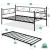 Homhougo Twin Daybed with Trundle Metal Guest Sofa Bed Frame , Heavy Duty Metal Slats Black - 2 of 4