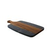 Slickblue 13.75” x 7.25” White/Black Marble & Acacia Wood Board - Reversible, Stylish Serving Board with Handles - 2 of 4